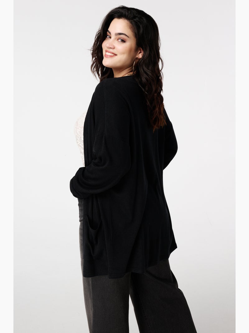 MS MODE Gilet Long gilet avec poches Noir - Kiabi