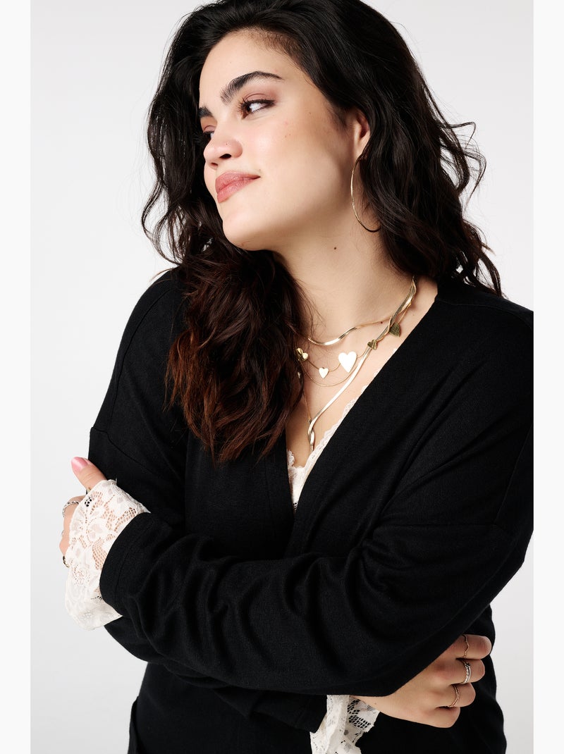 MS MODE Gilet Long gilet avec poches Noir - Kiabi