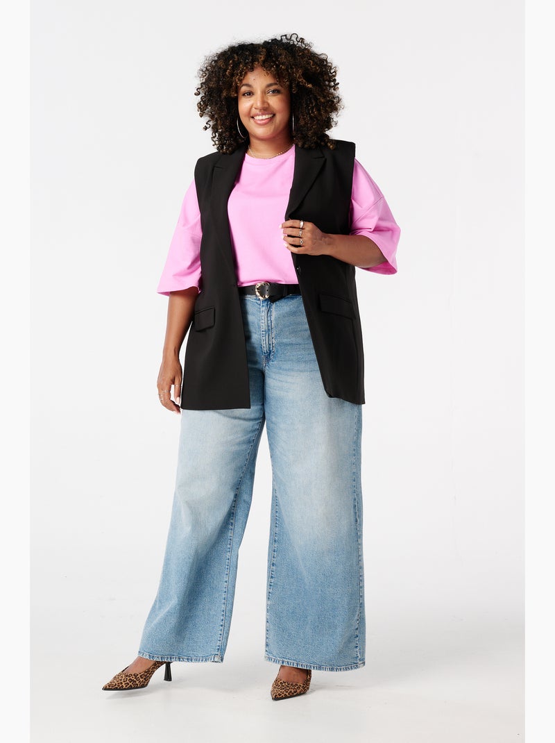 Ms mode gilet sans manches à boutons Noir - Kiabi