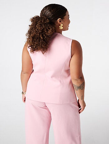 MS MODE Gilet sans manches Cardigan avec fermeture à boutons