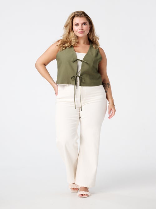 MS MODE Gilet sans manches Cardigan avec fermeture à nœud - Kiabi