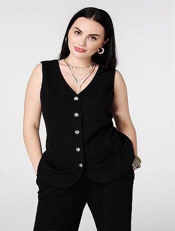 MS MODE Gilet sans manches Gilet avec boutons et lurex