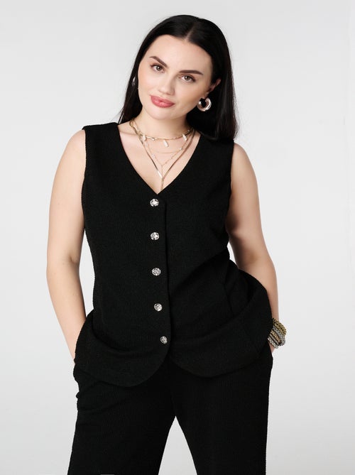 MS MODE Gilet sans manches Gilet avec boutons et lurex - Kiabi