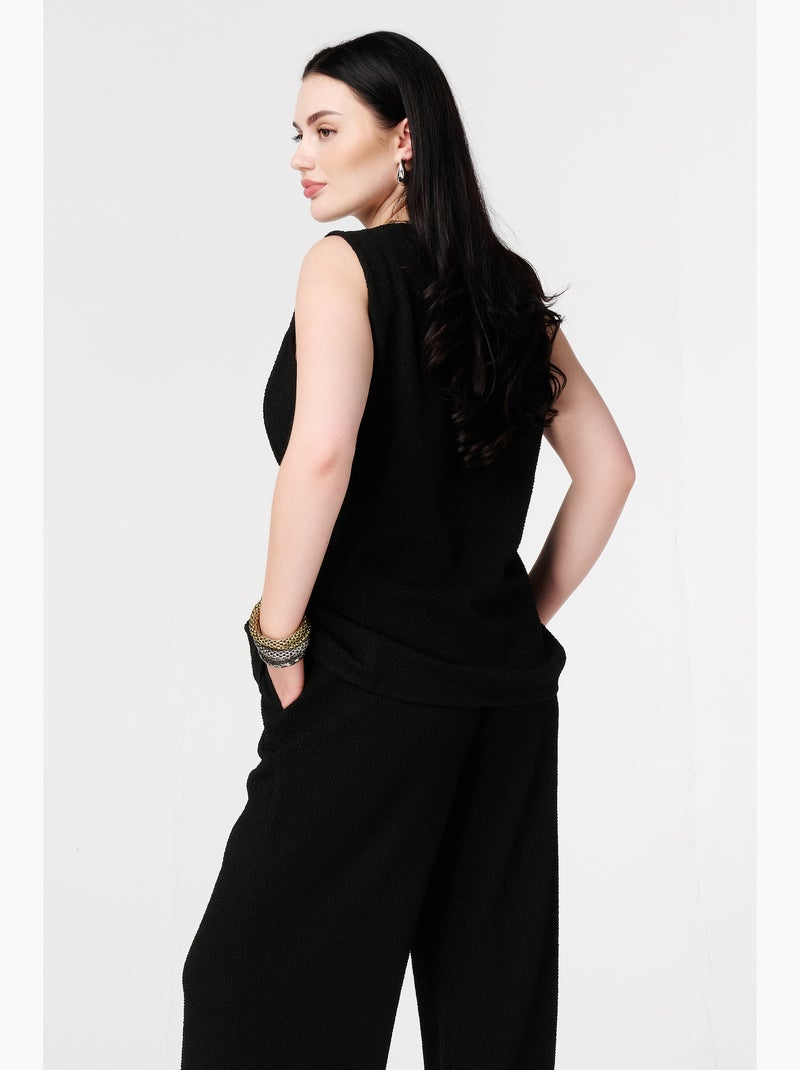 MS MODE Gilet sans manches Gilet avec boutons et lurex Noir - Kiabi