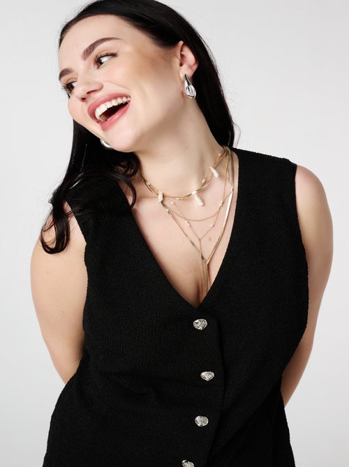 MS MODE Gilet sans manches Gilet avec boutons et lurex - Kiabi