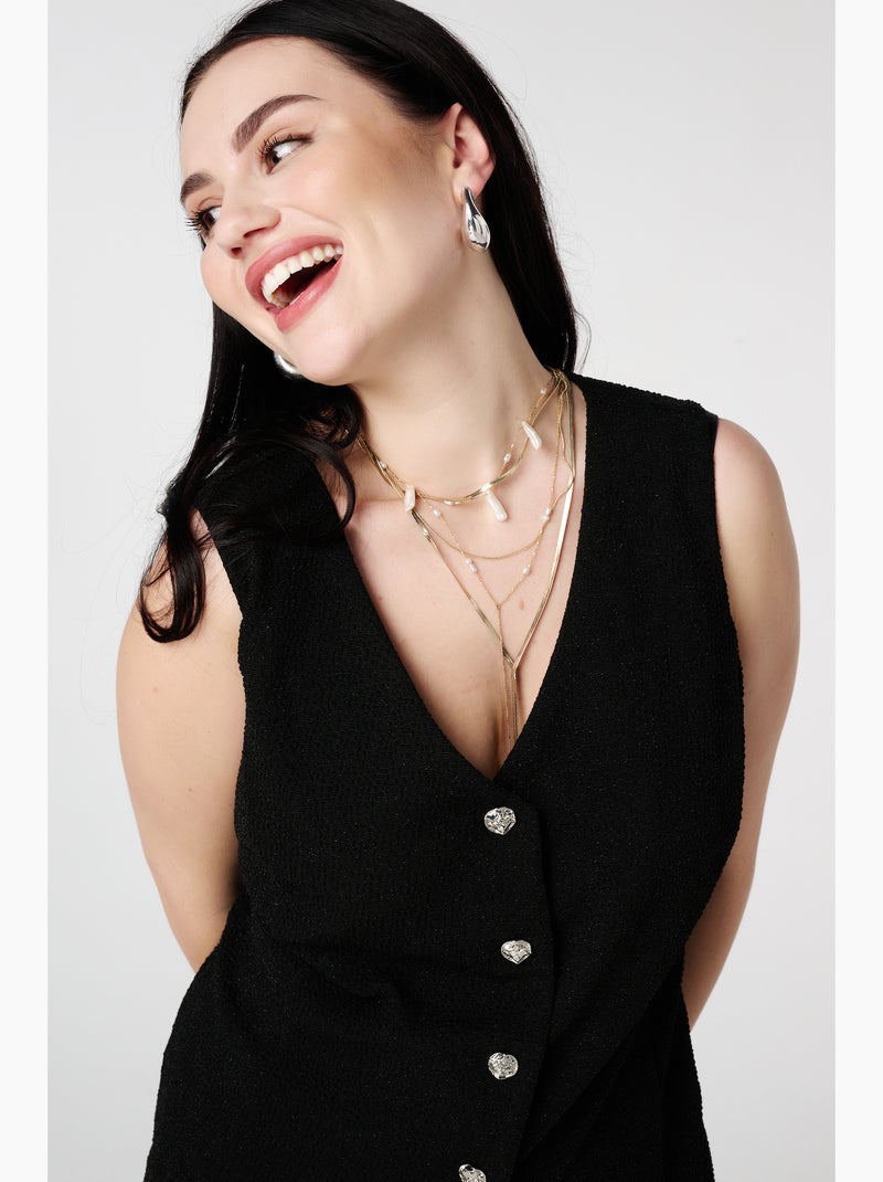 MS MODE Gilet sans manches Gilet avec boutons et lurex Noir - Kiabi