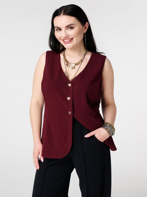 MS MODE Gilet sans manches Gilet avec boutons et lurex - Kiabi