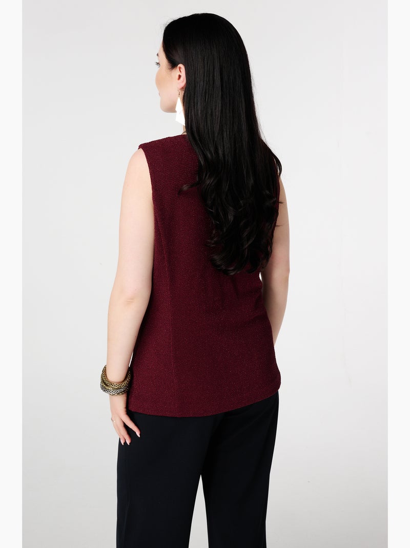 MS MODE Gilet sans manches Gilet avec boutons et lurex Rouge - Kiabi