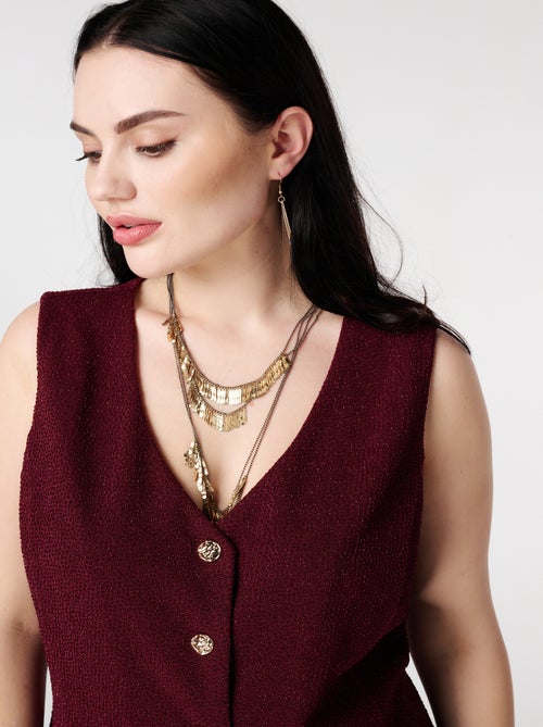 MS MODE Gilet sans manches Gilet avec boutons et lurex - Kiabi