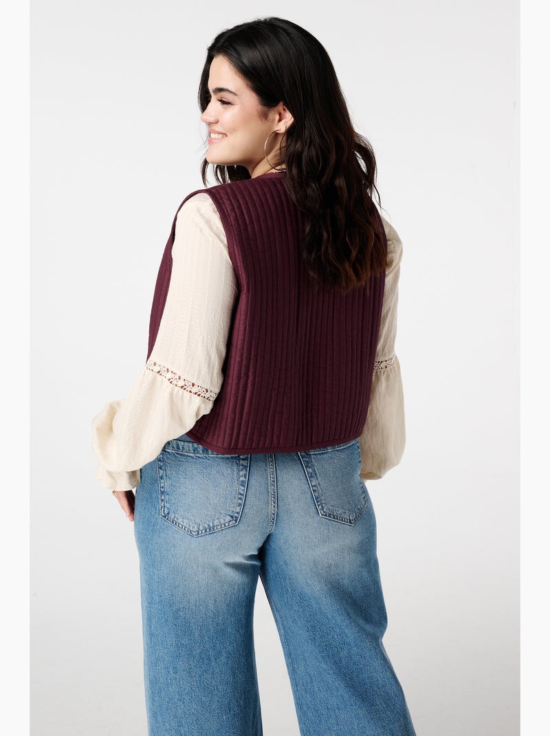 MS MODE Gilet sans manches Gilet avec broderie Bordeaux - Kiabi