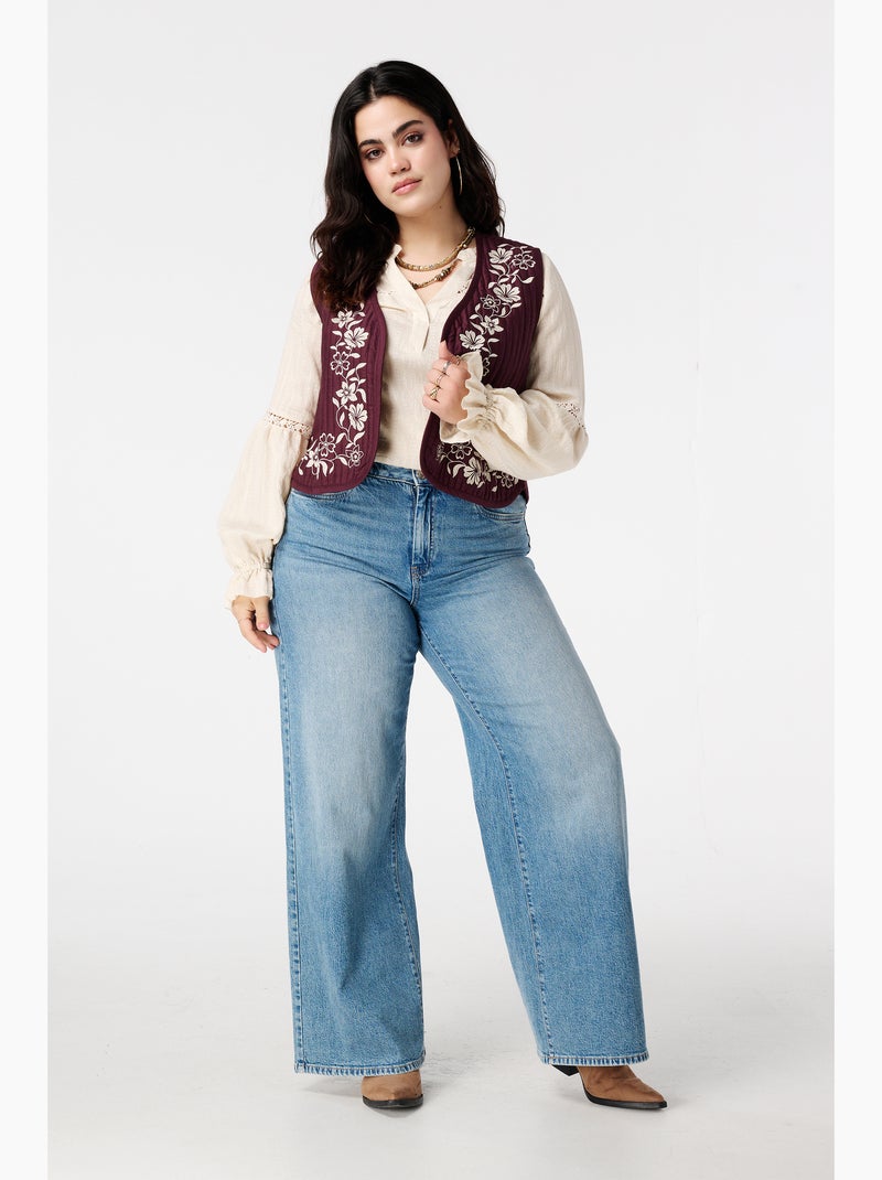 MS MODE Gilet sans manches Gilet avec broderie Bordeaux - Kiabi