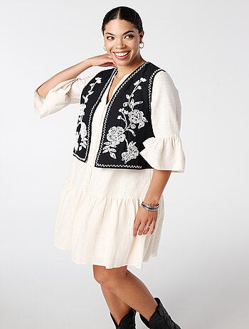 MS MODE Gilet sans manches Gilet avec broderie
