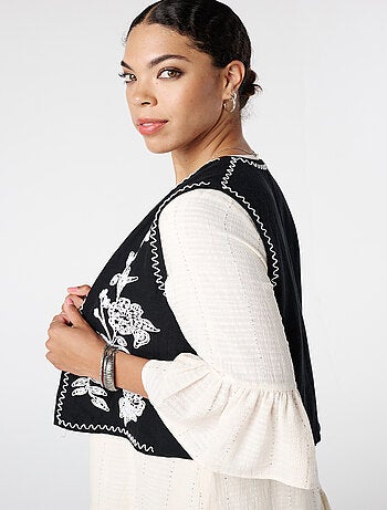 MS MODE Gilet sans manches Gilet avec broderie
