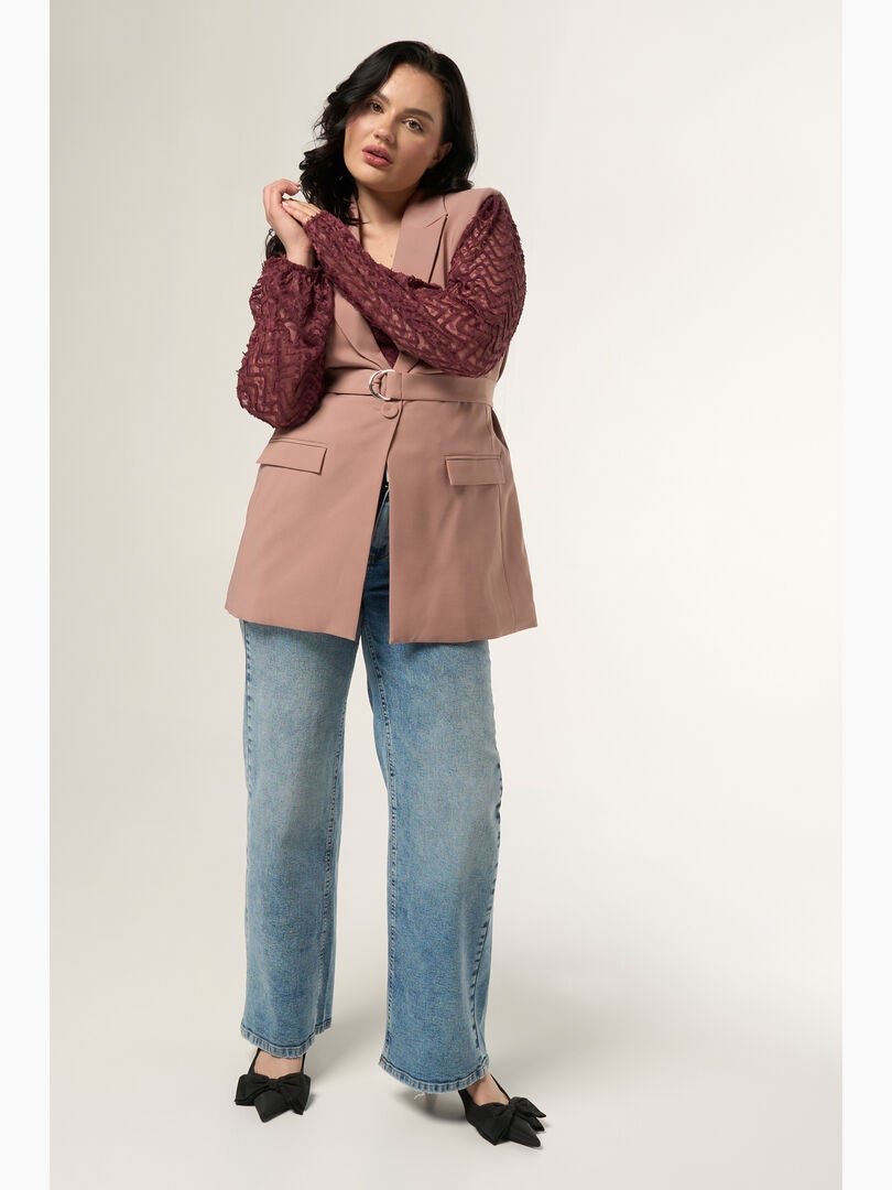 Gilet Sans Manches Mauve Perlé Argenté - Style Hippie Bohème - Taille M - Occasion Très Bon État