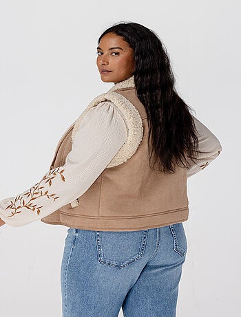 MS MODE Gilet sans manches Gilet avec doublure teddy