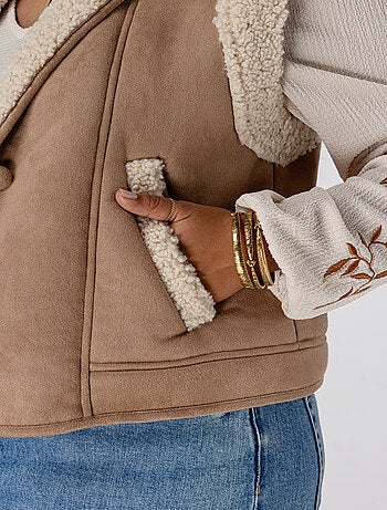 MS MODE Gilet sans manches Gilet avec doublure teddy