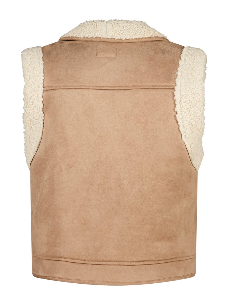 MS MODE Gilet sans manches Gilet avec doublure teddy Camel - Kiabi
