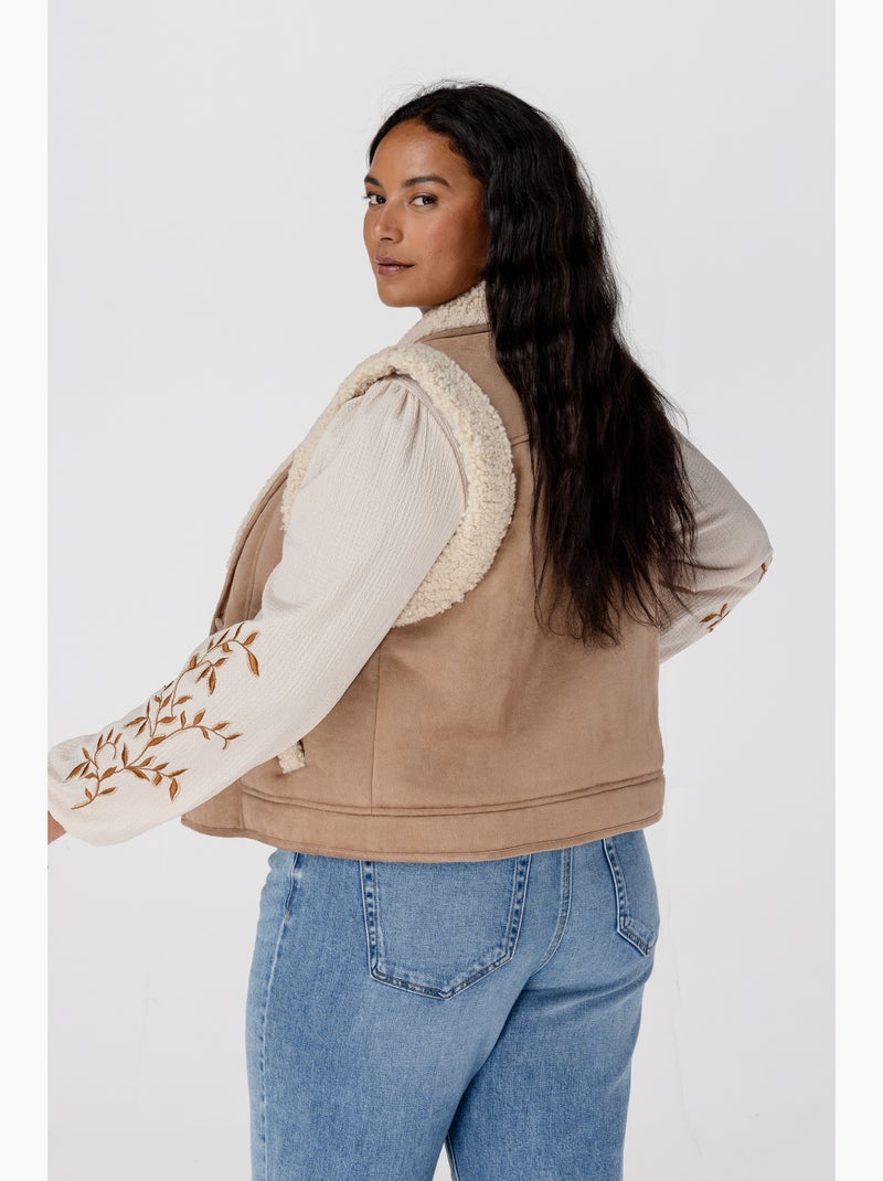 MS MODE Gilet sans manches Gilet avec doublure teddy Camel - Kiabi