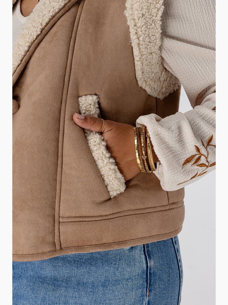 MS MODE Gilet sans manches Gilet avec doublure teddy Camel - Kiabi