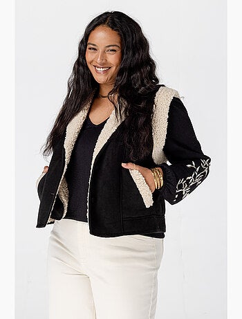 MS MODE Gilet sans manches Gilet avec doublure teddy