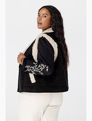 MS MODE Gilet sans manches Gilet avec doublure teddy