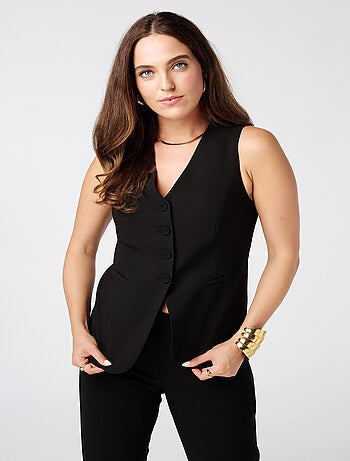 MS MODE Gilet sans manches Gilet avec fermeture à boutons