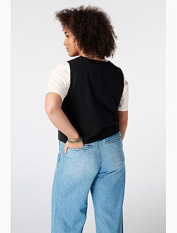 MS MODE Gilet sans manches Gilet court avec broderie