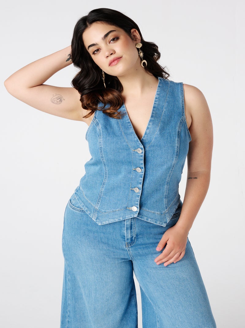 MS MODE Gilet sans manches Gilet en denim Bleu denim - Kiabi