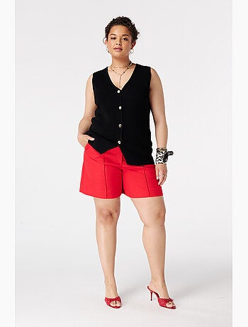 MS MODE Gilet sans manches Gilet en maille avec fermeture à boutons