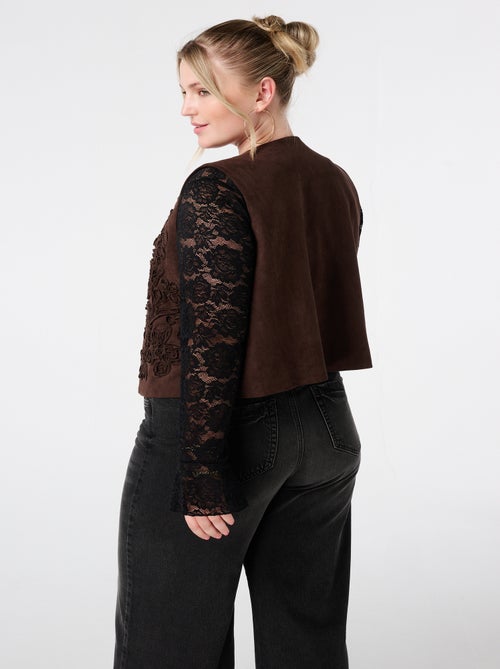 MS MODE Gilet sans manches Gilet en suède avec broderies - Kiabi