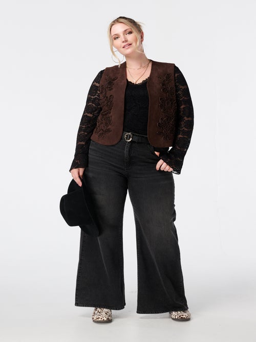 MS MODE Gilet sans manches Gilet en suède avec broderies - Kiabi