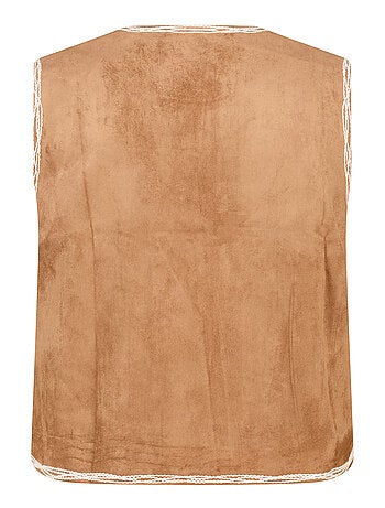 MS MODE Gilet sans manches Gilet en suédine avec broderie