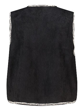 MS MODE Gilet sans manches Gilet en suédine avec broderie