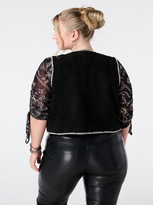 MS MODE Gilet sans manches Gilet en suédine avec broderie - Kiabi