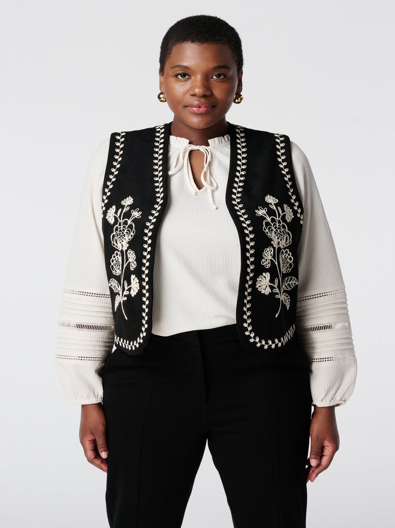 MS MODE Gilet sans manches Gilet en suédine avec coutures Noir Noir - Kiabi