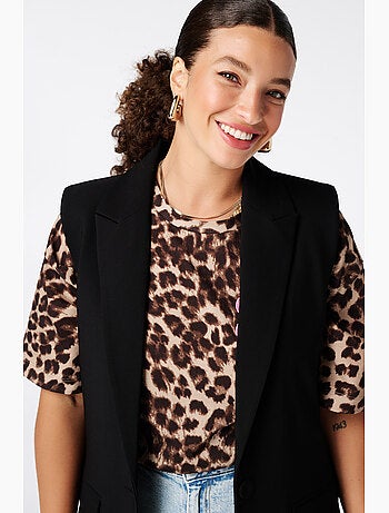 Ms Mode Gilet Sans Manches gilet long à fermeture boutonnée