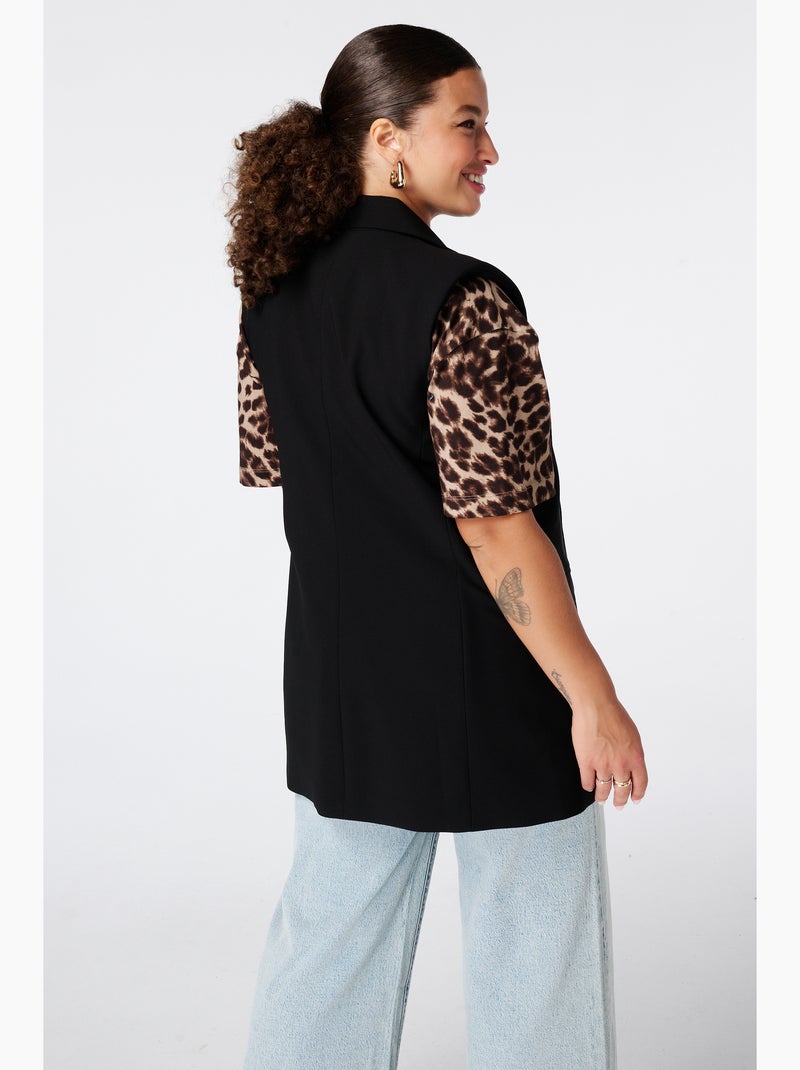 Ms Mode Gilet Sans Manches gilet long à fermeture boutonnée Noir - Kiabi
