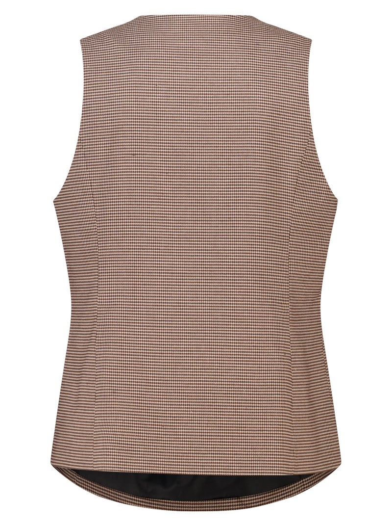 MS MODE Gilet sans manches Gilet long à motif à carreaux Marron/Multicolore - Kiabi