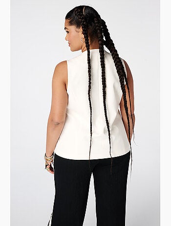 MS MODE Gilet sans manches Gilet long avec boutons dorés