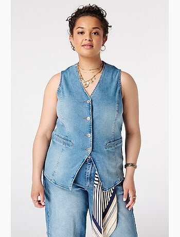 MS MODE Gilet sans manches Gilet long en denim