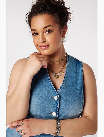 MS MODE Gilet sans manches Gilet long en denim