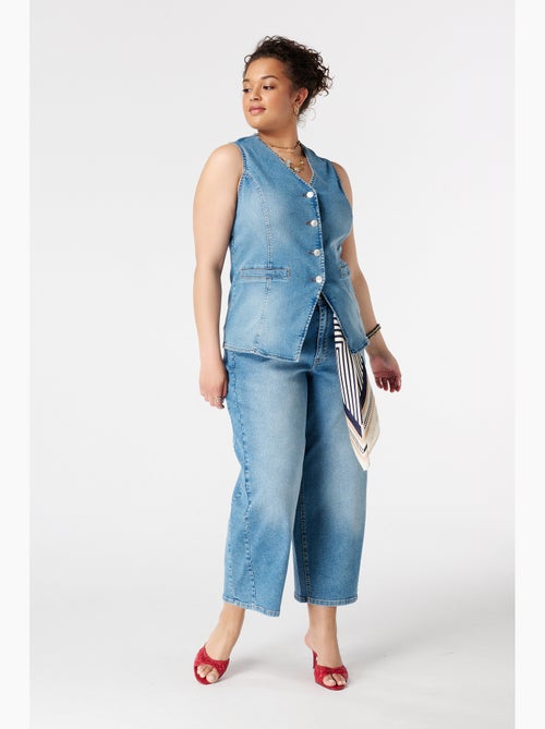 MS MODE Gilet sans manches Gilet long en denim - Kiabi