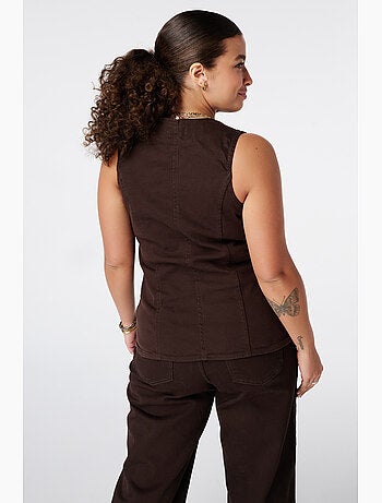MS MODE Gilet sans manches Gilet long en denim