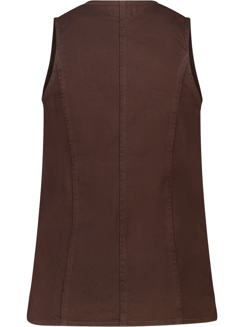 MS MODE Gilet sans manches Gilet long en denim Marron foncé - Kiabi