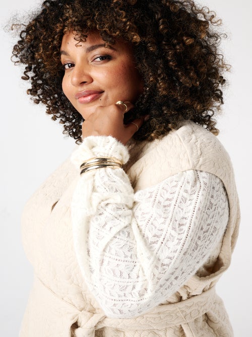 MS MODE Gilet sans manches Gilet mi-long avec ceinture à nouer - Kiabi