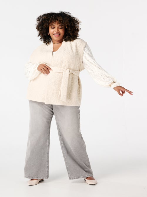 MS MODE Gilet sans manches Gilet mi-long avec ceinture à nouer - Kiabi