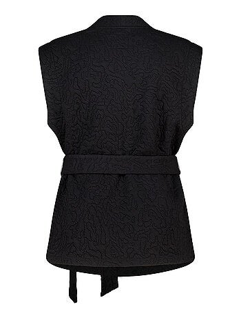 MS MODE Gilet sans manches Gilet mi-long avec ceinture à nouer
