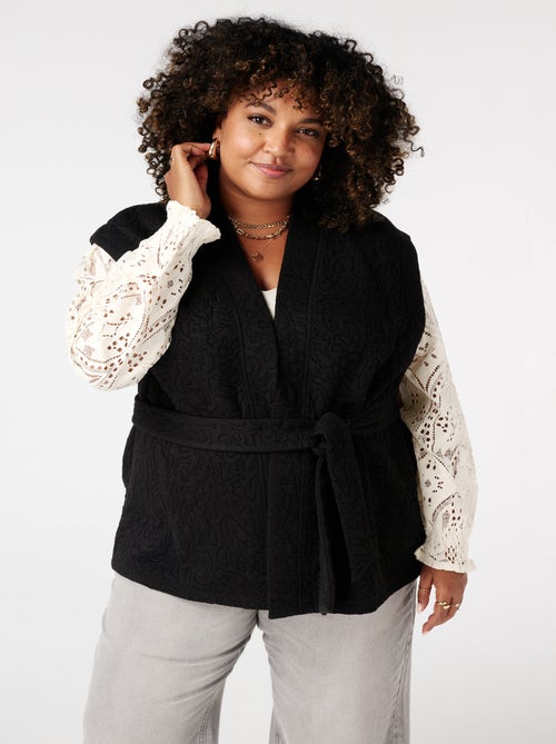 MS MODE Gilet sans manches Gilet mi-long avec ceinture à nouer - Kiabi