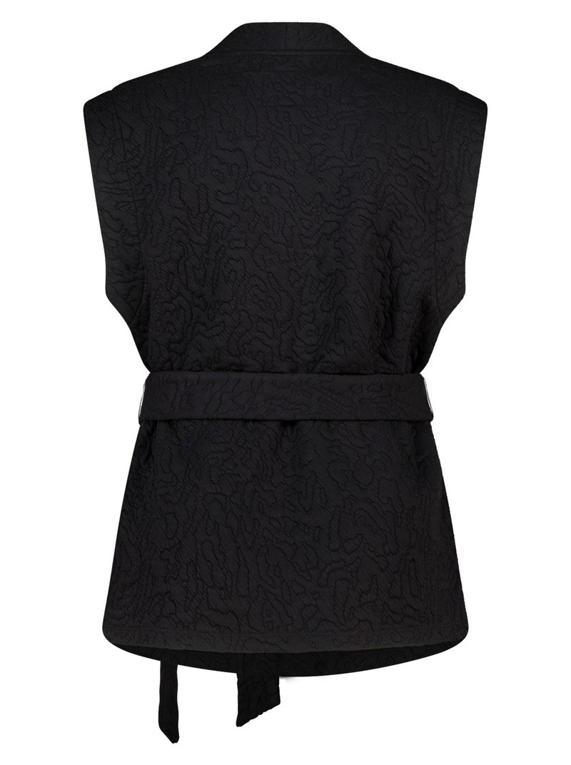 MS MODE Gilet sans manches Gilet mi-long avec ceinture à nouer Noir - Kiabi