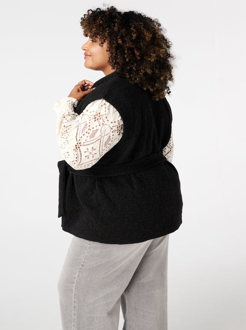 MS MODE Gilet sans manches Gilet mi-long avec ceinture à nouer - Kiabi